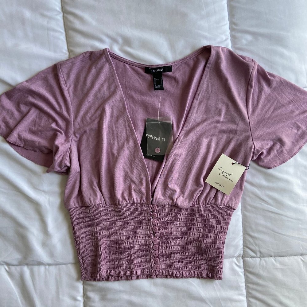 Lilac Button-Up Crop